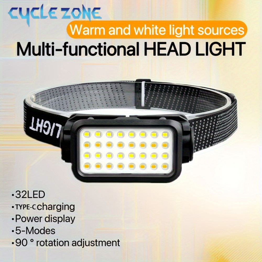 Outdoor Adventure Zone - Linterna frontal recargable con 32 LED,