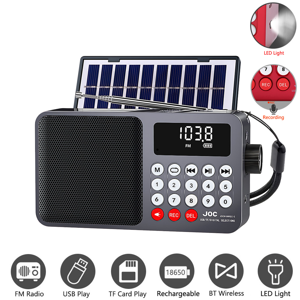 Emergency Radio Solar - Radio FM portátil Solar, Altavoz Bluetooth