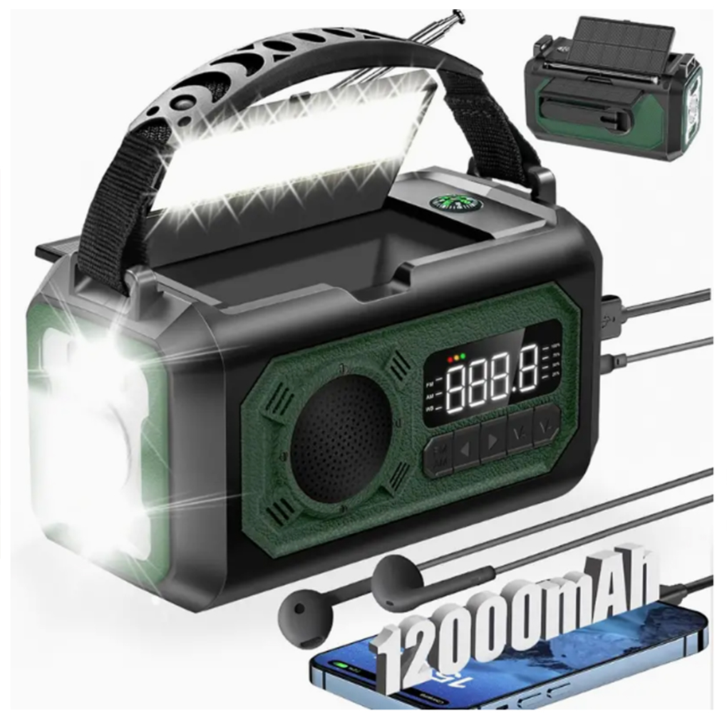 Emergency Radio Solar - Radio meteorológica de 12000mAh AM/FM/NOAA, Radio