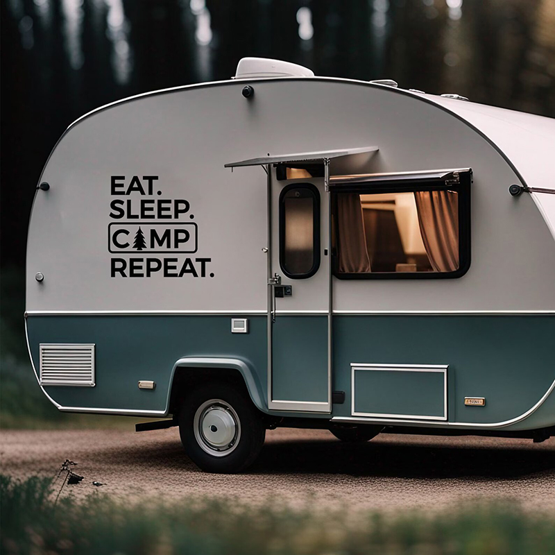 Outdoor Adventure Quotes - Calcomanía de repetición de campamento Eat