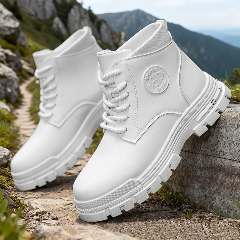 Botas de combate de cuero blan - Outdoor Adventure Shoes reseña y precio
